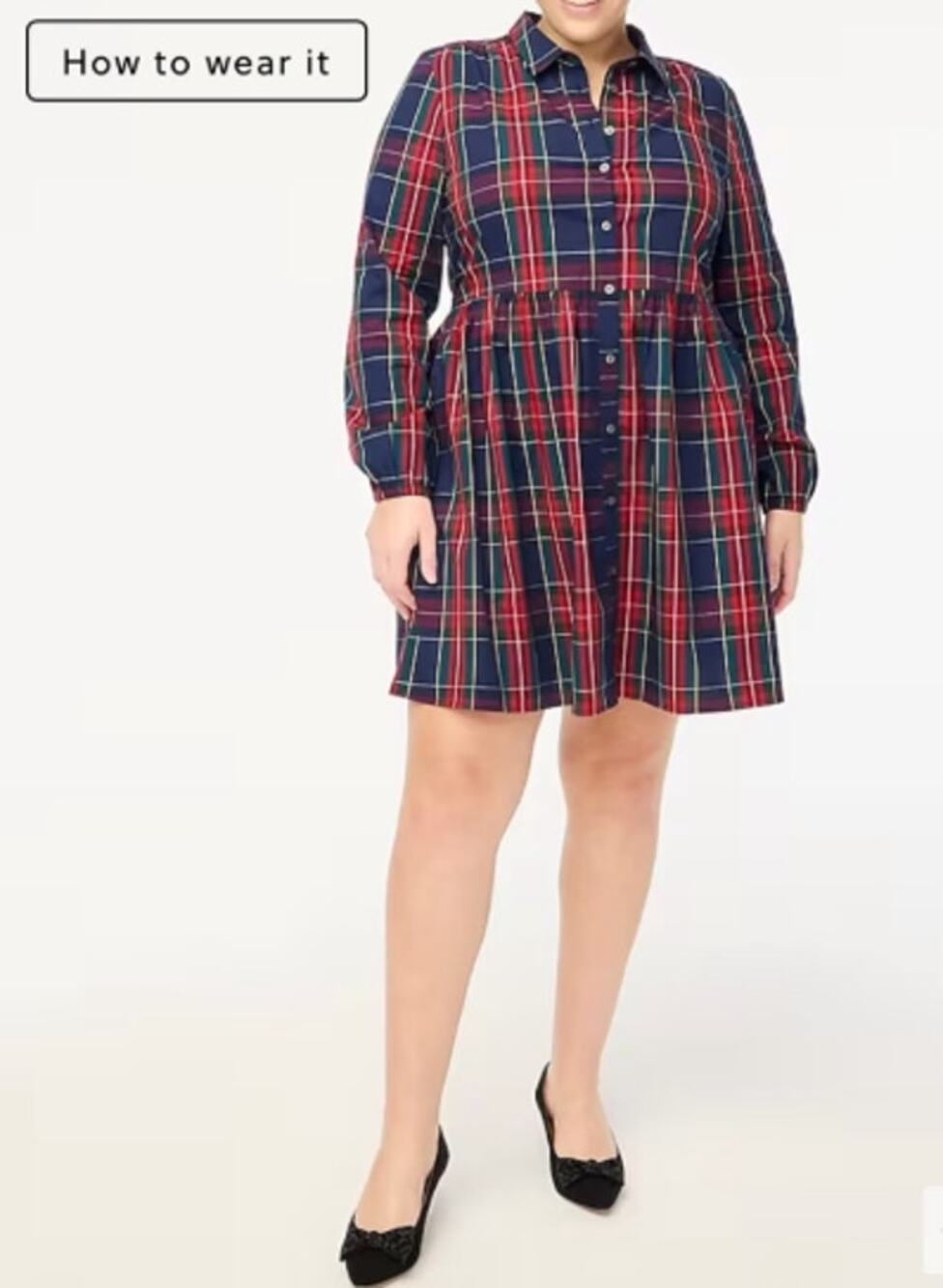 J. Crew Factory Cotton Mini Shirtdress in Antique Navy Deep Ruby Size 14